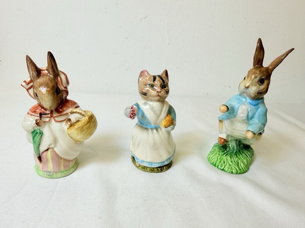 Vtg Beatrix Potter F. Warne Beswick Mrs. Rabbit 51, Tabitha 61, Peter Rabbit